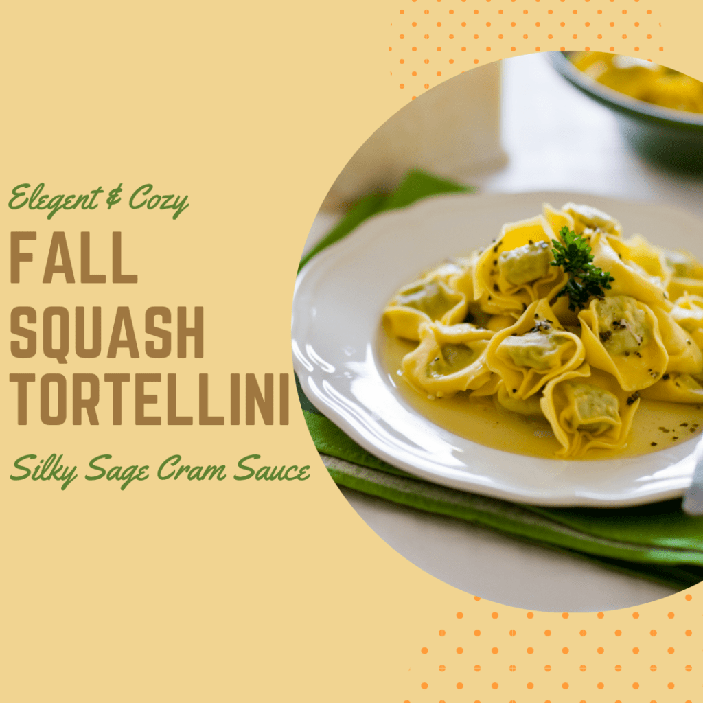 tortellini, squash, cream sauce, dinner, sage, pasta, ravioli