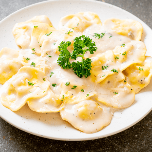 Pear & Shallot Ravioli Silky Cream Sauce